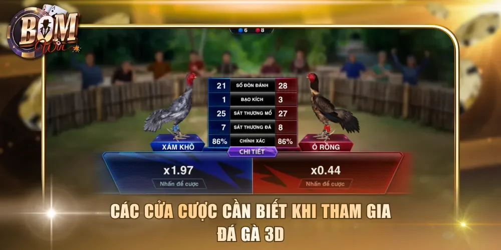 Các cửa cược cần biết khi tham gia đá gà 3D
