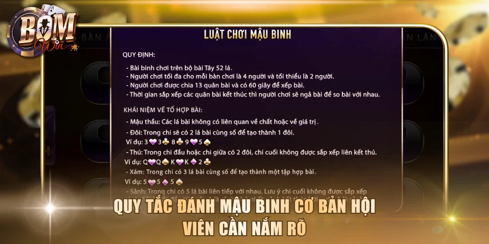 Quy tắc đánh Mậu Binh cơ bản hội viên cần nắm rõ