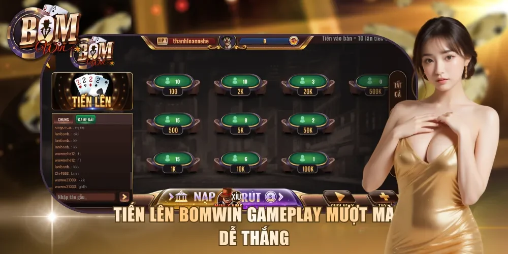 Tiến lên Bomwin gameplay mượt mà dễ thắng